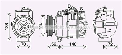 PRASCO MSK704 Компрессор кондиционера  для MERCEDES-BENZ B-CLASS Sports Tourer (W246, W242) B 180 CDI (246.200)