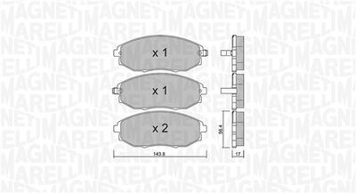 Комплект тормозных колодок, дисковый тормоз MAGNETI MARELLI 363916061057 для DAEWOO TOSCA