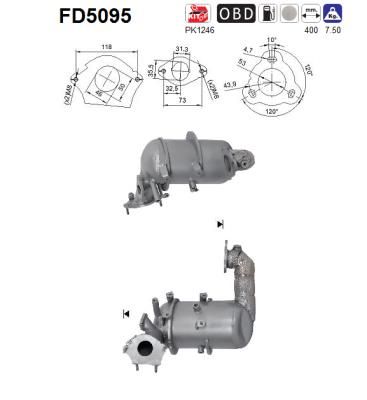 Filtr sadzy / filtr cząstek stałych, układ wydechowy AS FD5095