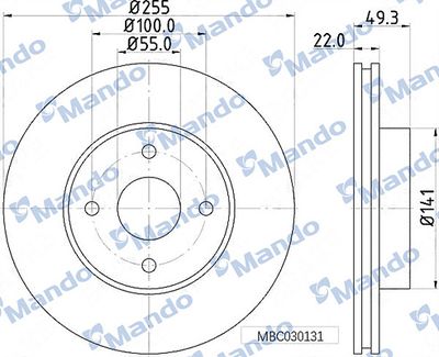 MANDO MBC030131 Тормозные диски для TOYOTA COROLLA (_E12_) 1.8 VVTi (ZZE122_) MANDO MBC030131 Тормозные диски для TOYOTA COROLLA (_E12_) 1.8 VVTi (ZZE122_)