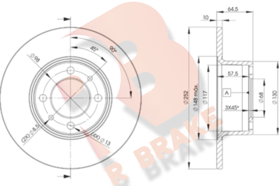 Тормозной диск R BRAKE 78RBD21070 для LADA 1200-1600