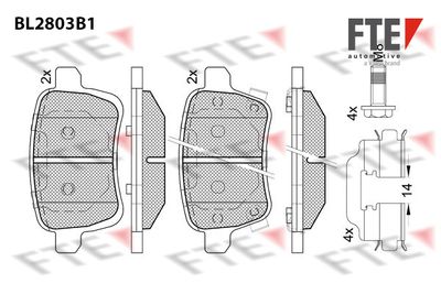 Комплект тормозных колодок, дисковый тормоз FTE BL2803B1 для OPEL ADAM