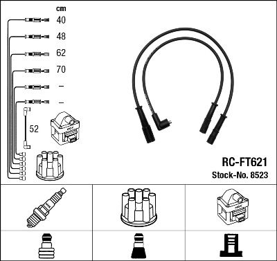 Комплект проводов зажигания NGK 8523 для FIAT PANDA