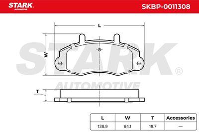 комплект спирачно феродо, дискови спирачки STARK SKBP-0011308