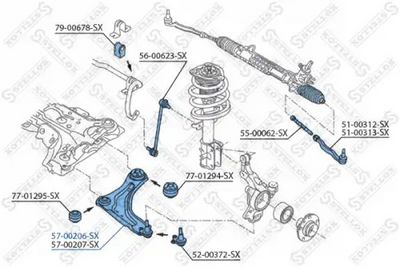 носач, окачване на колелата STELLOX 57-00206-SX