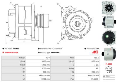 GENERATOR / ALTERNATOR AS-PL A1048S 4