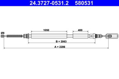 Тросик, cтояночный тормоз ATE 24.3727-0531.2 для FIAT SCUDO