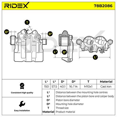 спирачен апарат RIDEX 78B2086