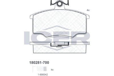комплект спирачно феродо, дискови спирачки ICER 180281-700