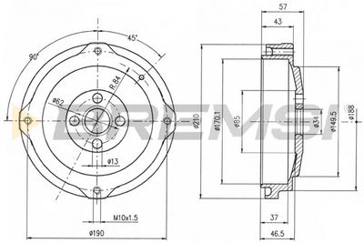 Тормозной барабан BREMSI CR5257 для FSO 126P