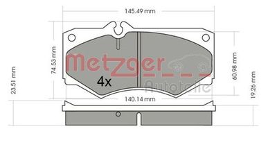 Комплект тормозных колодок, дисковый тормоз METZGER 1170351 для MERCEDES-BENZ HENSCHEL