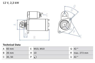 Startmotor BOSCH 0 986 020 360