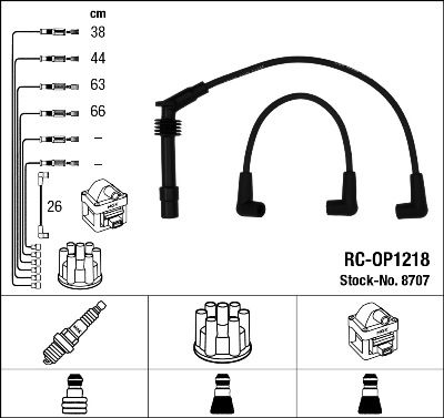 Комплект проводов зажигания NGK 8707 для OPEL VECTRA