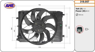 AHE 318.057 Вентилятор системы охлаждения двигателя  для MERCEDES-BENZ SLS (Мерседес Слс)