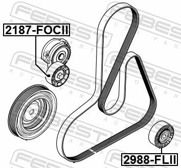 Deflection/Guide Pulley, V-ribbed belt 2988-FLII