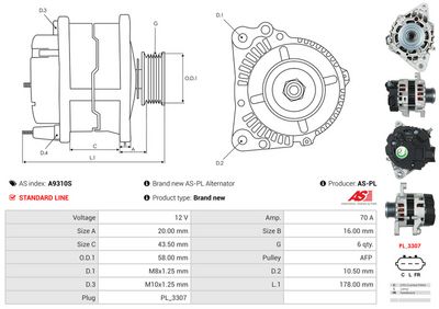 GENERATOR / ALTERNATOR AS-PL A9310S 4