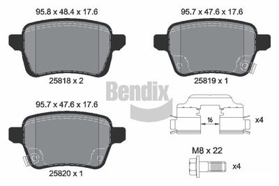 Комплект тормозных колодок, дисковый тормоз BENDIX Braking BPD2271 для FIAT TIPO