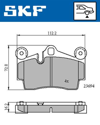 Комплект тормозных колодок, дисковый тормоз SKF VKBP 90378 для PORSCHE CAYENNE