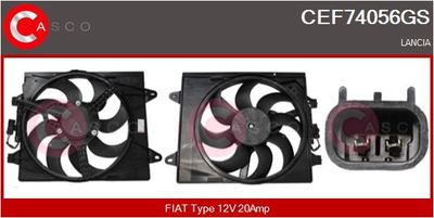 CASCO CEF74056GS Вентилятор системы охлаждения двигателя  для LANCIA YPSILON (312_) 0.9 TwinAir (312.YXN11, 312.YXN1A)