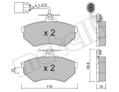 комплект спирачно феродо, дискови спирачки METELLI 22-0050-1