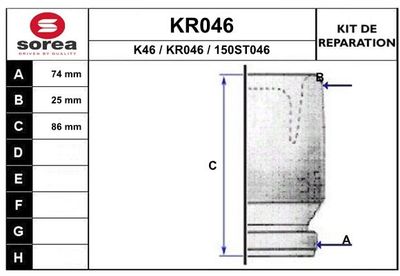 Комплект пыльника, приводной вал EAI KR046 для SEAT 127