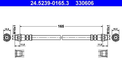 Тормозной шланг ATE 24.5239-0165.3 для RENAULT CLIO