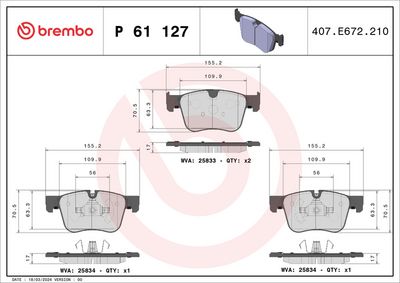 Brake Pad Set, disc brake P 61 127