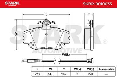 комплект спирачно феродо, дискови спирачки STARK SKBP-0010035