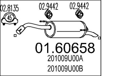 Глушитель выхлопных газов конечный MTS 01.60658 для NISSAN NOTE