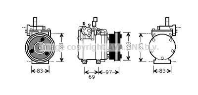 Компрессор, кондиционер PRASCO HYK065 для HYUNDAI LANTRA