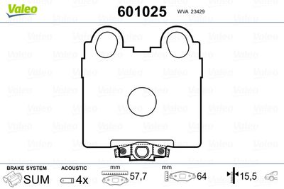 Комплект тормозных колодок, дисковый тормоз VALEO 601025 для LEXUS SC