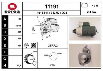 EAI 11191 Стартер  для FIAT 242 (Фиат 242)