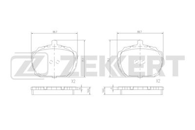 Комплект тормозных колодок, дисковый тормоз ZEKKERT BS-2964 для MG MGB