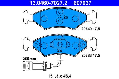 Комплект тормозных колодок, дисковый тормоз ATE 13.0460-7027.2 для FORD SIERRA