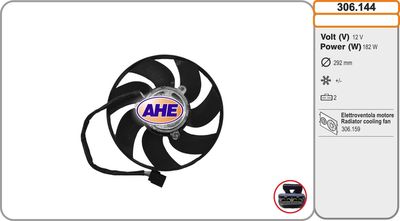 Вентилятор, охлаждение двигателя AHE 306.144 для LANCIA ZETA