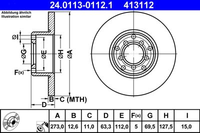 Тормозной диск ATE 24.0113-0112.1 для MERCEDES-BENZ PAGODE