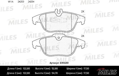 Комплект тормозных колодок, дисковый тормоз MILES E410261 для MERCEDES-BENZ C-CLASS