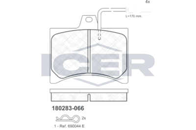 комплект спирачно феродо, дискови спирачки ICER 180283