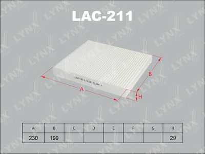 LYNXauto LAC-211 Фильтр салона  для INFINITI Q60 (Инфинити Q60)