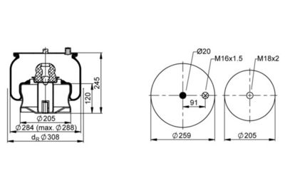 BURDUF SUSPENSIE PNEUMATICA CONTITECH AIR SPRING 1008N7P01 1