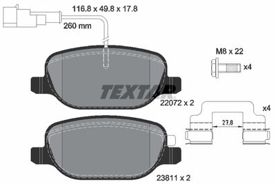 TEXTAR 2207201 Тормозные колодки и сигнализаторы  для ALFA ROMEO 4C (Альфа-ромео 4к)