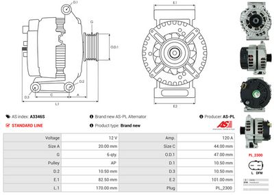 GENERATOR / ALTERNATOR AS-PL A3346S 4