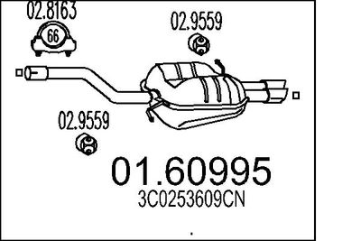 MTS 01.60995 Глушитель выхлопных газов  для VW CC (Фольцваген Кк)