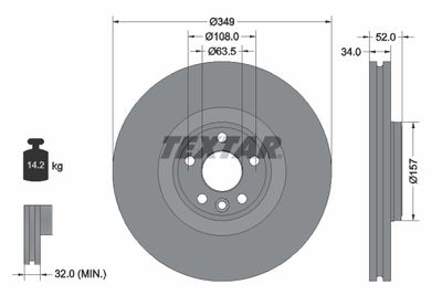 Тормозной диск TEXTAR 92301805 для JAGUAR E-PACE