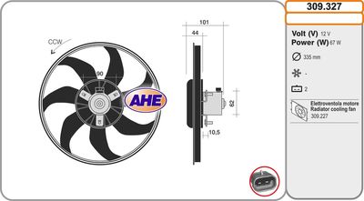 AHE 309.327 Вентилятор системы охлаждения двигателя  для OPEL ADAM (Опель Адам)