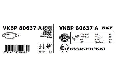 Brake Pad Set, disc brake VKBP 80637 A