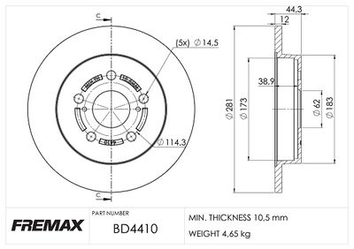 FREMAX BD-4410 Тормозные диски  для LEXUS NX (Лексус Нx)