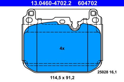 Комплект тормозных колодок, дисковый тормоз ATE 13.0460-4702.2 для BMW X1