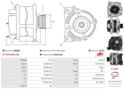 GENERATOR / ALTERNATOR AS-PL A0839S 4
