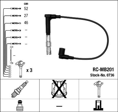 Комплект проводов зажигания NGK 0736 для MERCEDES-BENZ S-CLASS